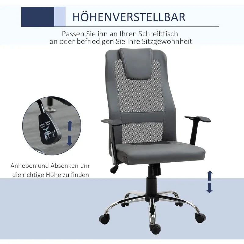 Vinsetto Bürostuhl Drehstuhl höhenverstellbar Chefsessel Schreibtischstuhl ergonomisch PU schwarz 66 x 73 x 108-118 cm