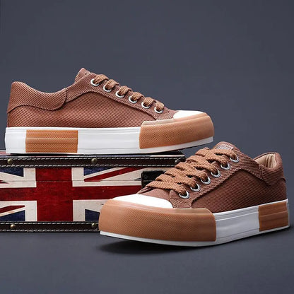 Men Canvas Shoes Casual Lace Up Sneakers Summer Fashion Breathable Vulcanize Shoes Rubber Flats Outdoor Autumn Casual Man Shoes.