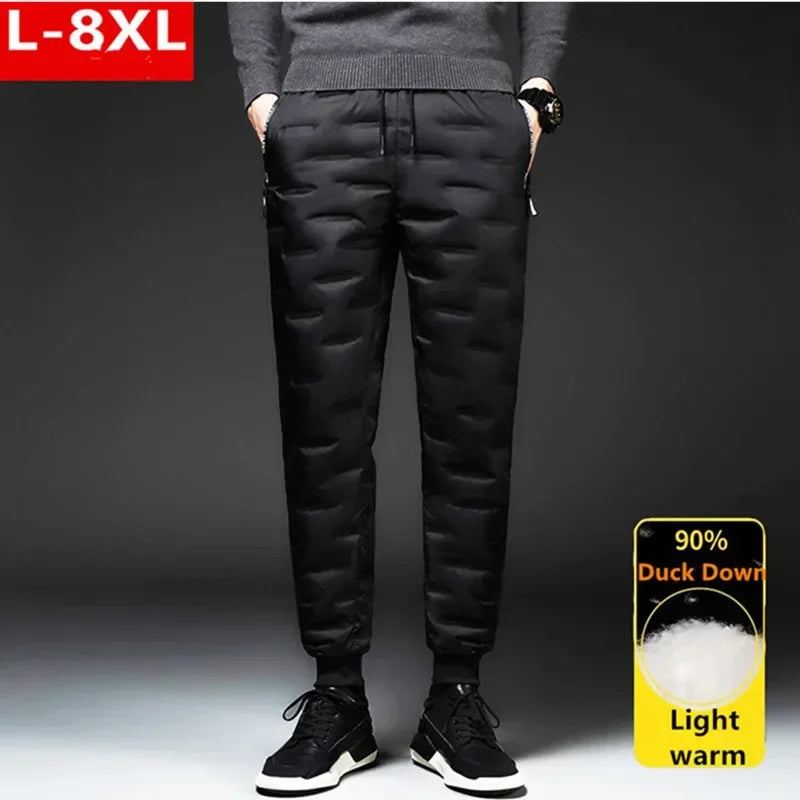 Winter Duck Down Pants Men Outdoor 8XL 7XL 6XL Plus Size Warm Padded Thicken Waterproof Thermal Trousers Windproof Male Jogger.