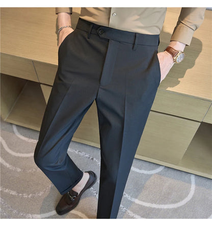 Men Suit Pants 2025 Elastic Slim Fit Formal Dress Pants Solid Casual White Trousers Pantalon Homme Wedding Party Men Clothing