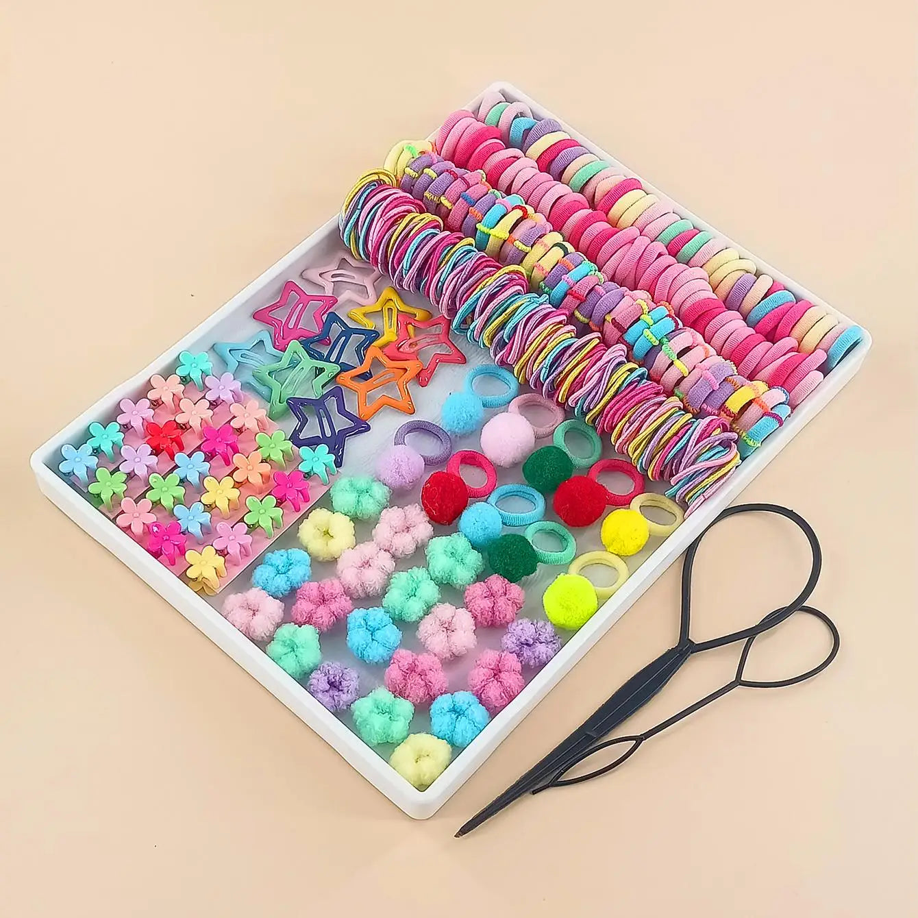 Girl Elastic Hair Bands Hair Pins Claw Clips Ponytail Hold Hair Tie Rubber Bands Scrunchie Hair Accessories Bands set for Girls.