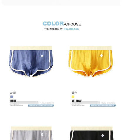 3 Teile/paket 100% Baumwolle Solide Gestreiften männer Boxer Sexy Atmungsaktive Mesh U Gabelung Unterwäsche Hohe Elastische Erweitern Bund Unterhose