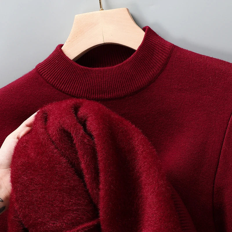 Knitwear Sweater New Autumn/Winter Mock Neck Sweatshirts Solid Color Pullovers Man Brand Casual Mens Clothing.