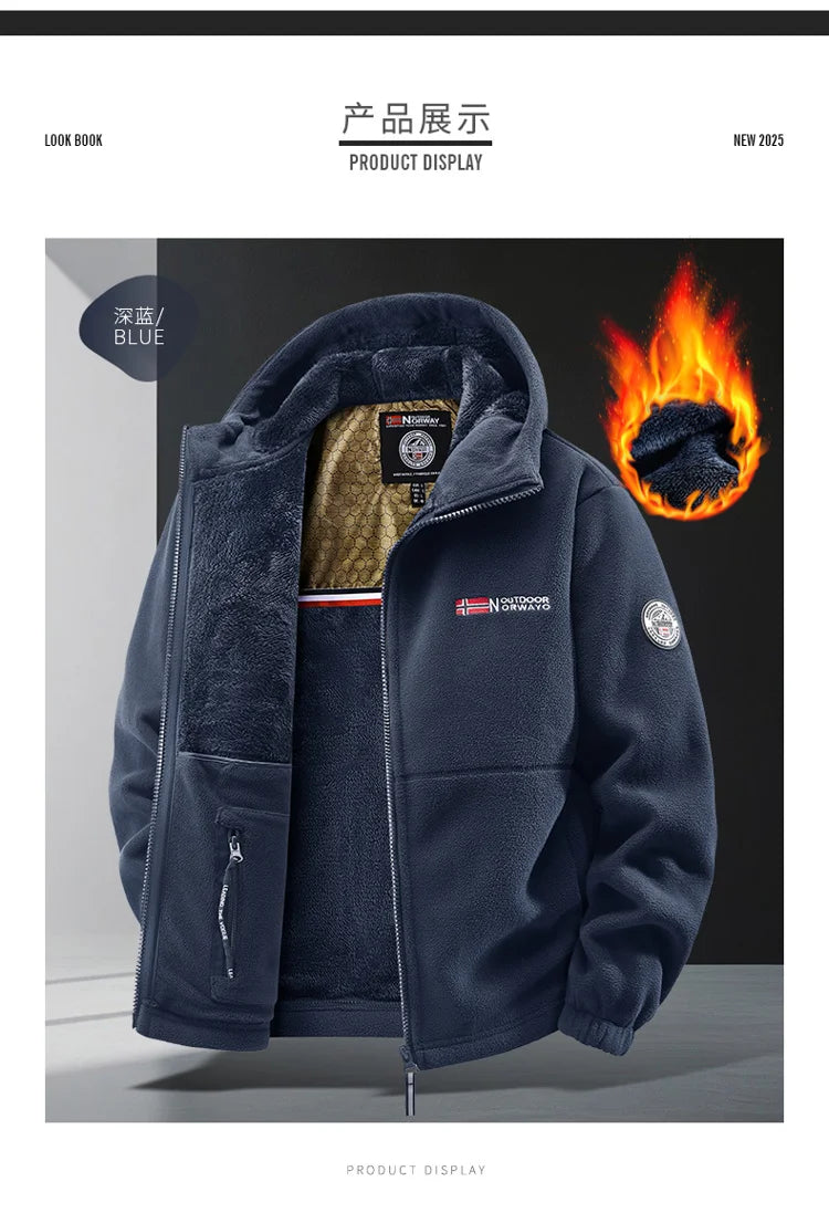 Maxbarley Brand Winter Fleece Jacket Men Casual Thickened Wool Coat Athleisure Design Warm Fashion Hooded Jackets Snow Ski Suit.