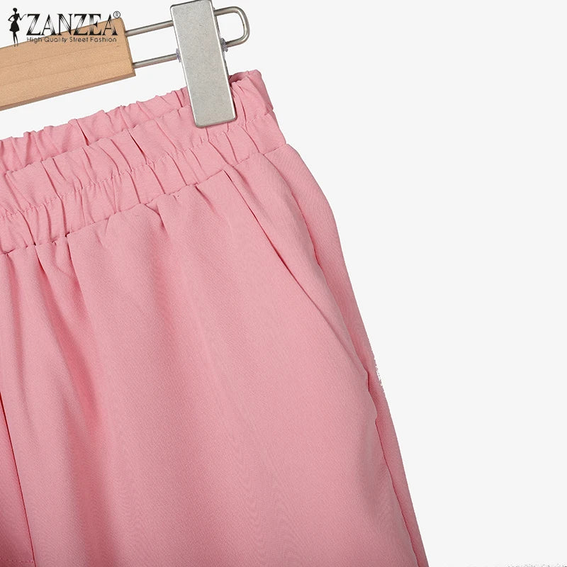 ZANZEA 2025 Women Autumn Matching Sets Solid Outfits Vintage Casual O Neck Long Sleeve Tops Pant Sets Fashion OL Work Tracksuit