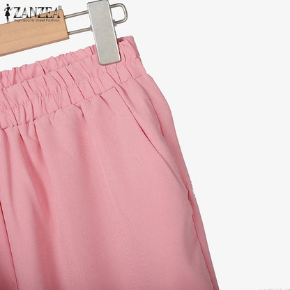 ZANZEA 2025 Women Autumn Matching Sets Solid Outfits Vintage Casual O Neck Long Sleeve Tops Pant Sets Fashion OL Work Tracksuit