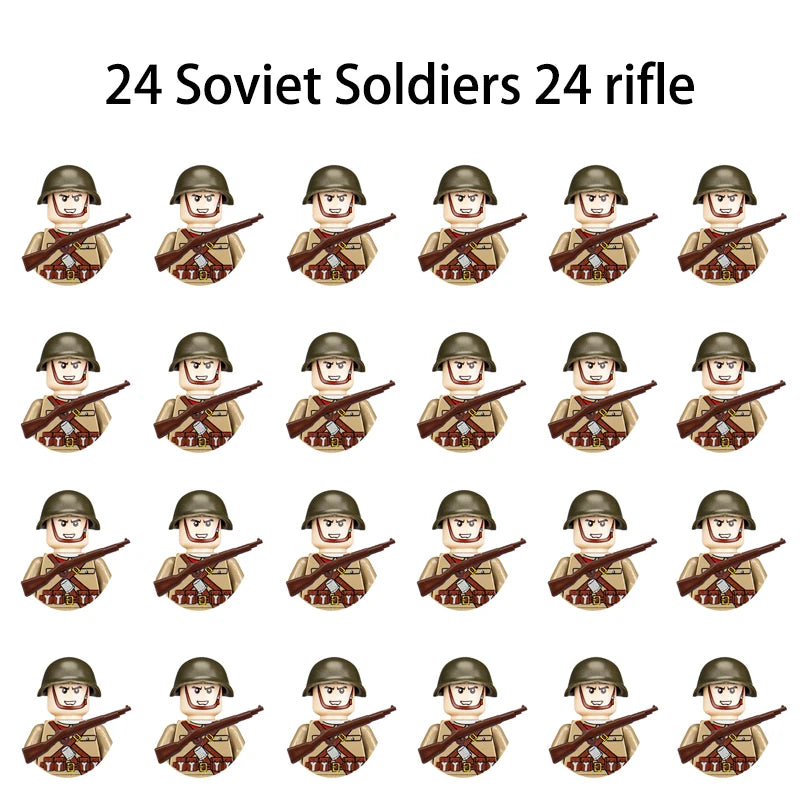 WWII Infantry Military Soldier War National Army Mini Gun Weapon Models Building Blocks Building Blocks Toys for Kids