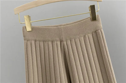 Three Piece Sets Women Pant Set Cardigan Vests Sweater Work Elegant Spring V Neck Open Stitch Knitted Long Pants Matching Sets.