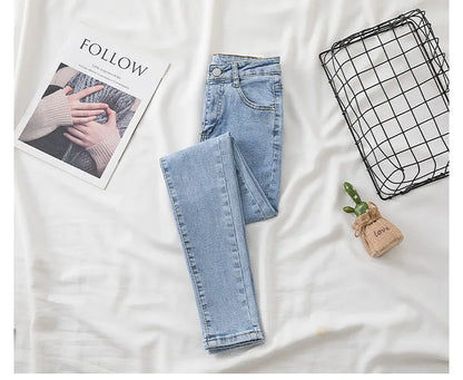High-Waisted Slimming Jeans Women's Spring Summer New Style Outerwear Tight Fitting Elastic Waistline Legging Shoes
