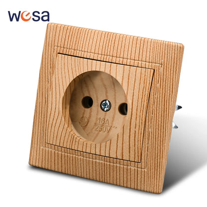 WESA Holzsteckdose, 16 A, EU-Standard, Steckdose, nicht geschliffen, 86 mm x 86 mm, flammhemmende Kunststoffplatten-Wandsteckdose.