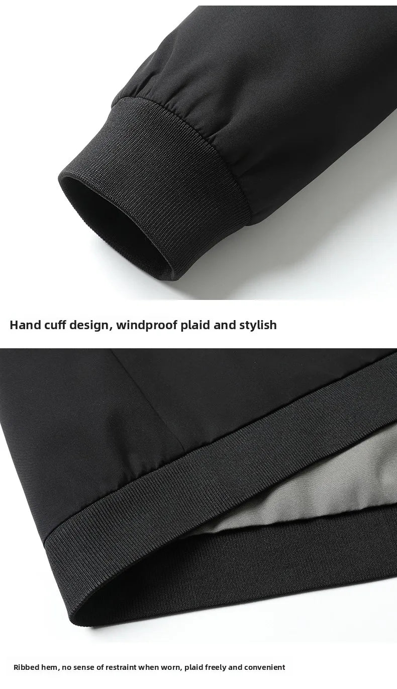 Premium Wrinkle Free Reversible Breathable Baseball Collar Men Blazer Jacket Business Casual Windbreaker Lightweight Coats.