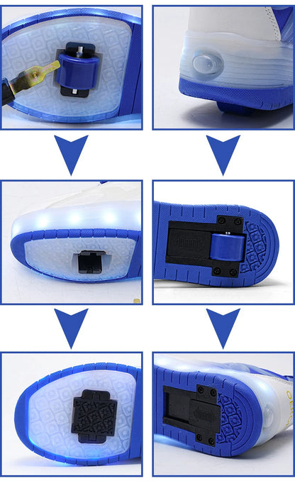 Two Wheels Children's Led Light Roller Skate Shoes For Kids Boys Girls Glowing Sports Luminous Sneakers Skateboard USB Charging.