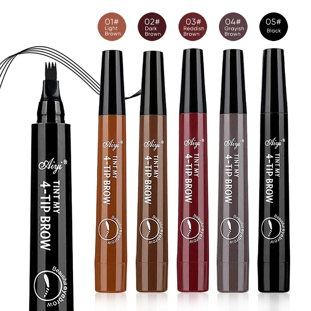 Four-pronged eyebrow pencil, four-end, long-lasting, non-smudged, water-resistant, anti-smudged eyebrow pencil.