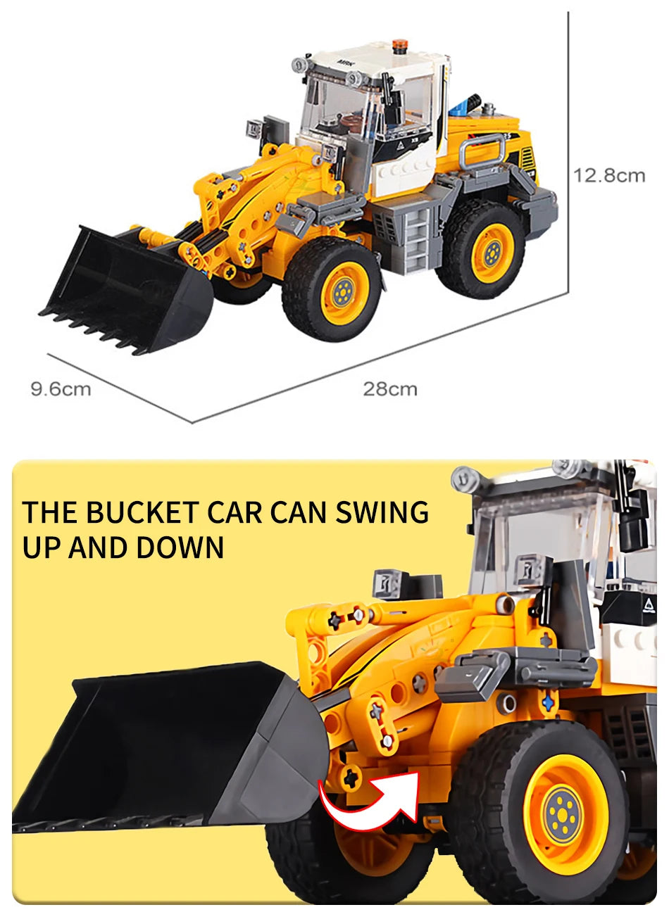 HUIQIBAO Engineering Truck Building Blocks Vehicle Excavator Bulldozer Crane Car Bricks City Construction Toys For Children Boys.