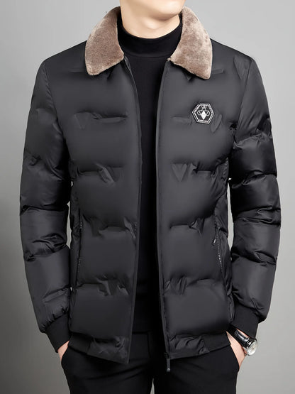 Winter warm jacket, casual business outdoor sports cotton jacket, lapel zipper, real pocket, men's jacket, jacket shirt.