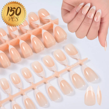 100Pcs Light Pink Press on Nails Short Medium Square Wearable Fake Nails Tips 10 sizes Full Cover False Nails Finger Decoration