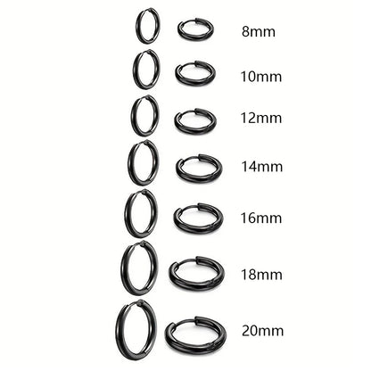 7Pairs/Kit Stainless Steel Huggies Hoop Earrings Multiple Sizes Unisex Sexy Ear Cartilage Piercing Jewelry Wholesale.