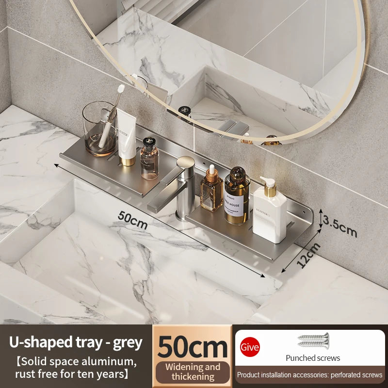 Badezimmerregal aus Aluminium, Badezimmerregal, WC-Lagerregal, WC- und Küchenregal, zum Aufhängen an der Wand, stanzfreies Regal