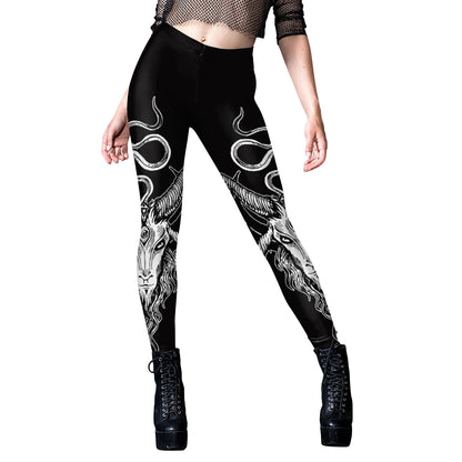 [You're My Secret] Sexy Women's Black Ouija Punk Rock Gothic Leggings For Women Push Up Fitness Legging Stretch Printed Leggins.