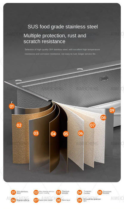 Original-Finish, spülmaschinenkompatibles SUS304-Edelstahl-Küchenspüle mit großer Einzelschüssel und Unterbau
