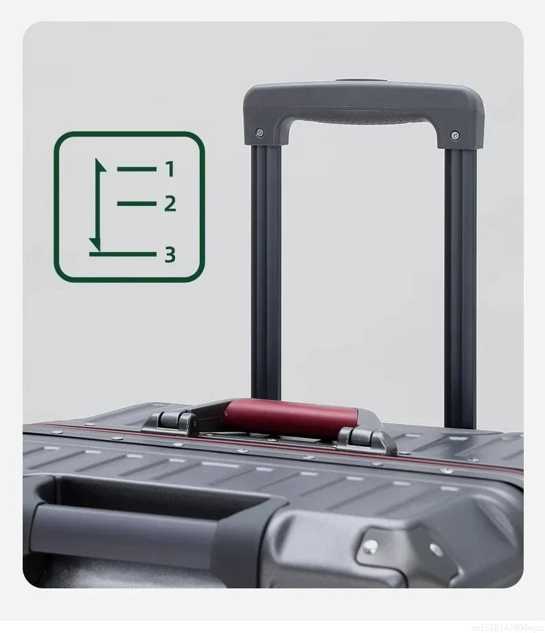 20-Handgepäck, Trolley mit Aluminiumrahmen, PC-Koffer, Reisekoffer mit breitem Griff
