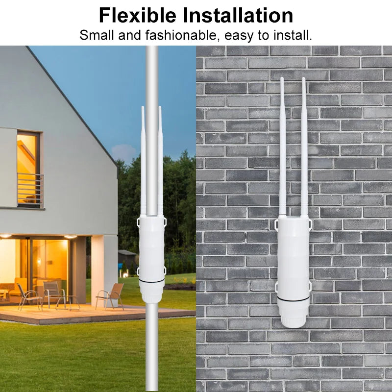 KuWFi AC1200 Outdoor CPE Router 1200Mbps 2.4G 5G Dual Band Wireless Wi-Fi Gigabit RJ45 Port Detachable Antennas 48V POE Repeater.