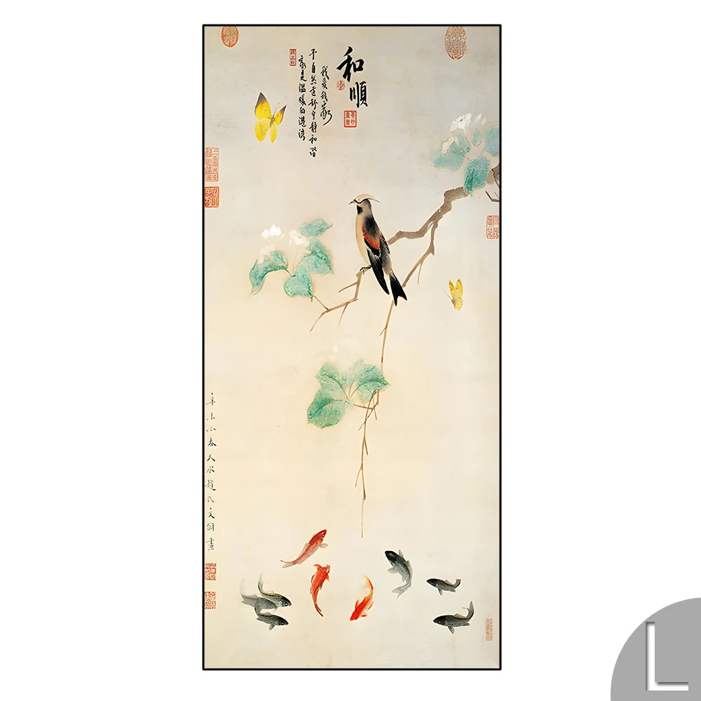 Chinese Simple Ink Art Canvas Poster Flower And Bird Wall Painting Prints Pictures Bedroom Corridor Living Room Decoration Mural