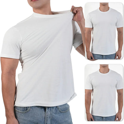3pcs Mens Plain T-Shirt Casual 100% Cotton Slim Fit Short Sleeve Fitness Top Gym Clothes Soft Male White Black Big Size T Shirt.
