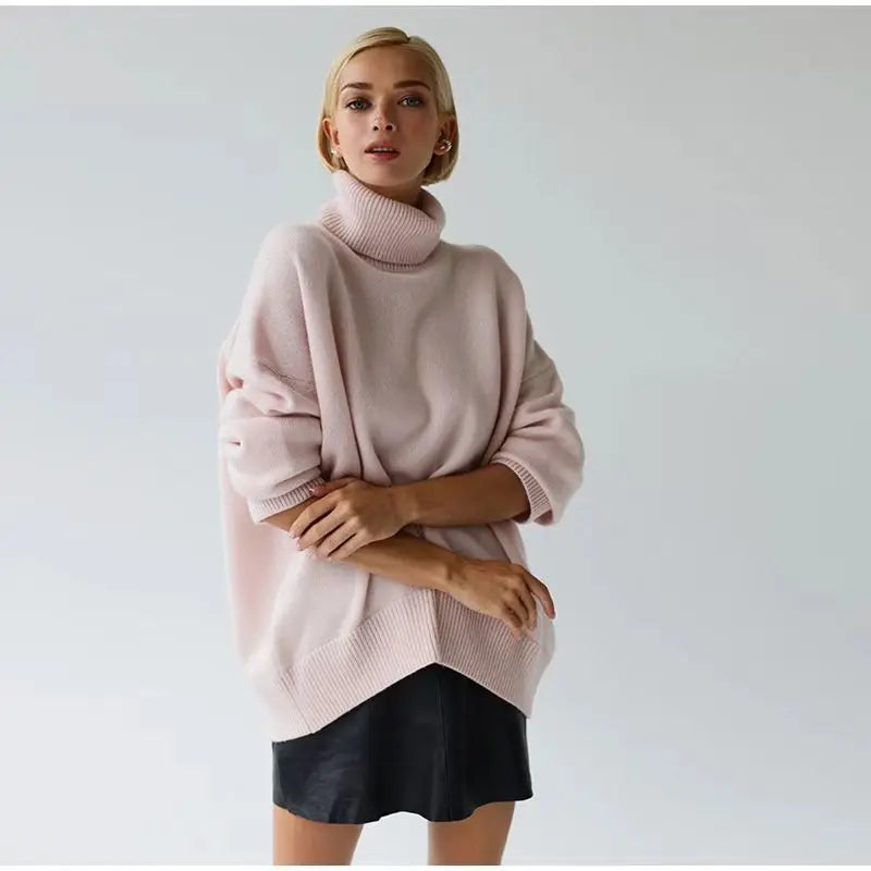 Herbst Und Winter Verdickte Rollkragenpullover frauen Lose Faul Gestrickte Pullover Silhouette Casual Pullover