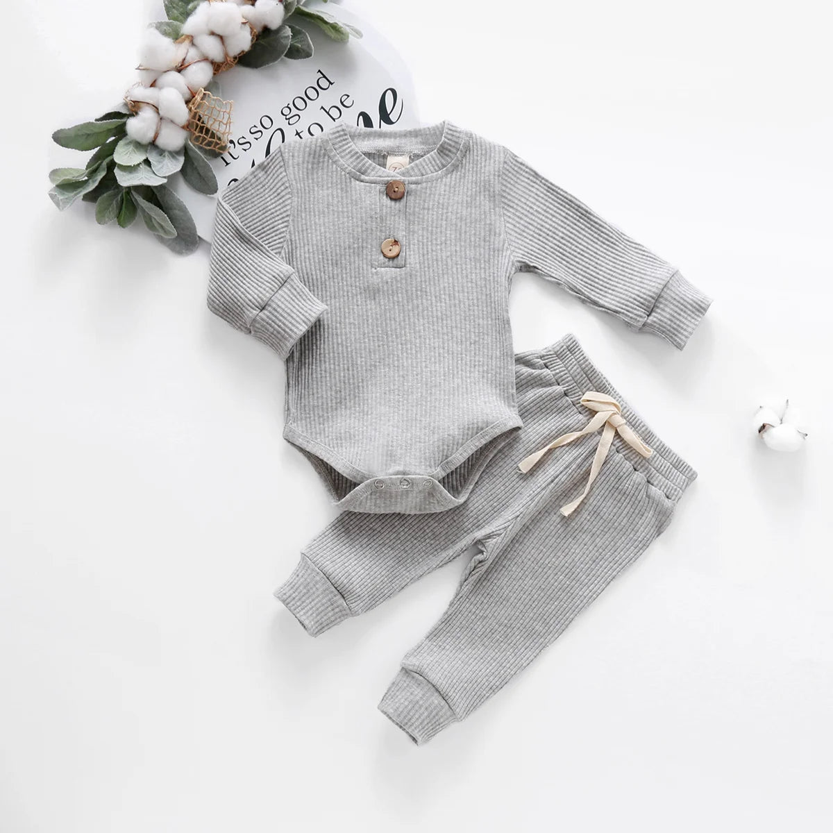 16 Colors Baby Solid Knit Sets Newborn Infant Girls Boys Fall Winter Long Sleeve Romper + Elastic Pants Toddler Outfit 0-24M.