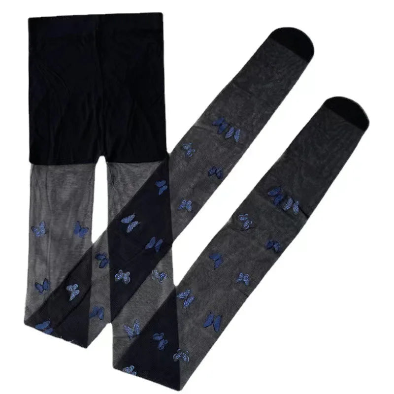 Gothic Women Lolita Leggings Hollowed Out Mesh retro Girls Stockings Japanese Bottomed Lace Pantyhose Floral Rattan Black Tights