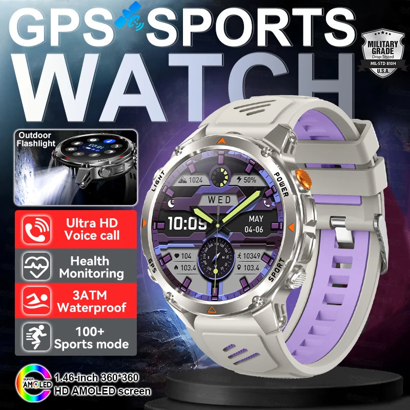 New Outdoors Military GPS Sports Smart Watch Women Dual-Band GNSS Compass Altimeter 3ATM Waterproof BluetoothCall Smartwatch Men