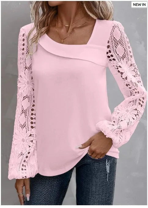 Fashion White Lace Blouse Women 2023 Casual New Arrivals Shirts And Blouses Elegant Female Loose Long Sleeve Tops.