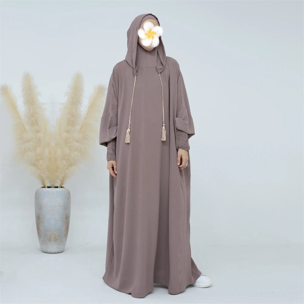 Ramadan Eid Dubai Linen Khimar Abaya Damen Muslim Modal Hijab Dress Kaftan Abayas For Women Kebaya Robe Femme Musulmane.