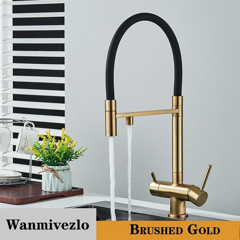 Wanmivezlo Kitchen Water Filter Faucet Dual Spout Pure Drinking Water Mixer Tap Rotation Water Purification Taps