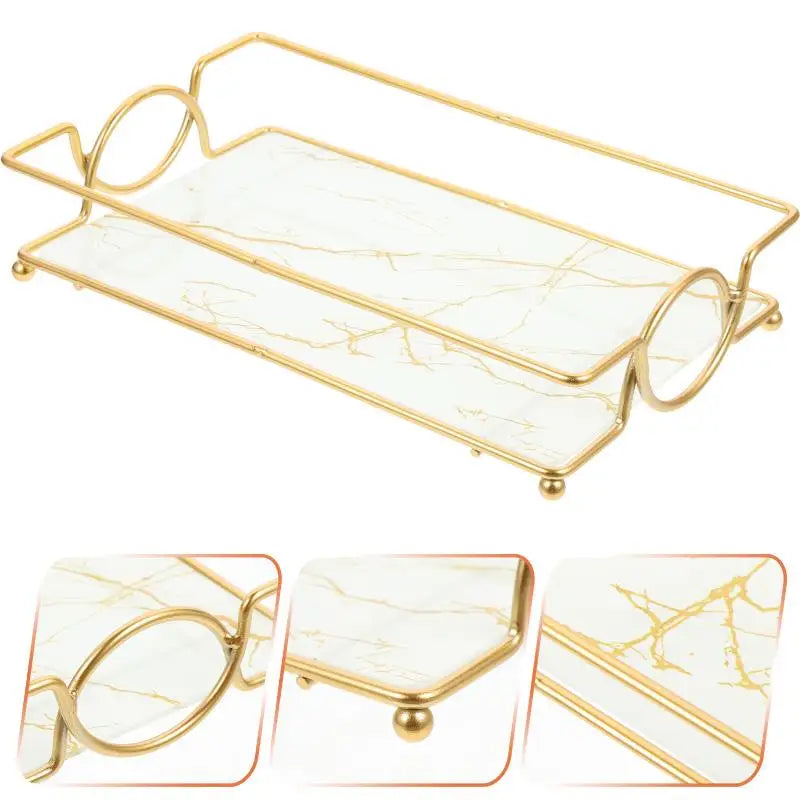 Bathroom Bathroom Trays with Iron Frame Perfume Tray for Dresser Bathroom Countertop Tray Makeup Organizer Cosmetics Storage.