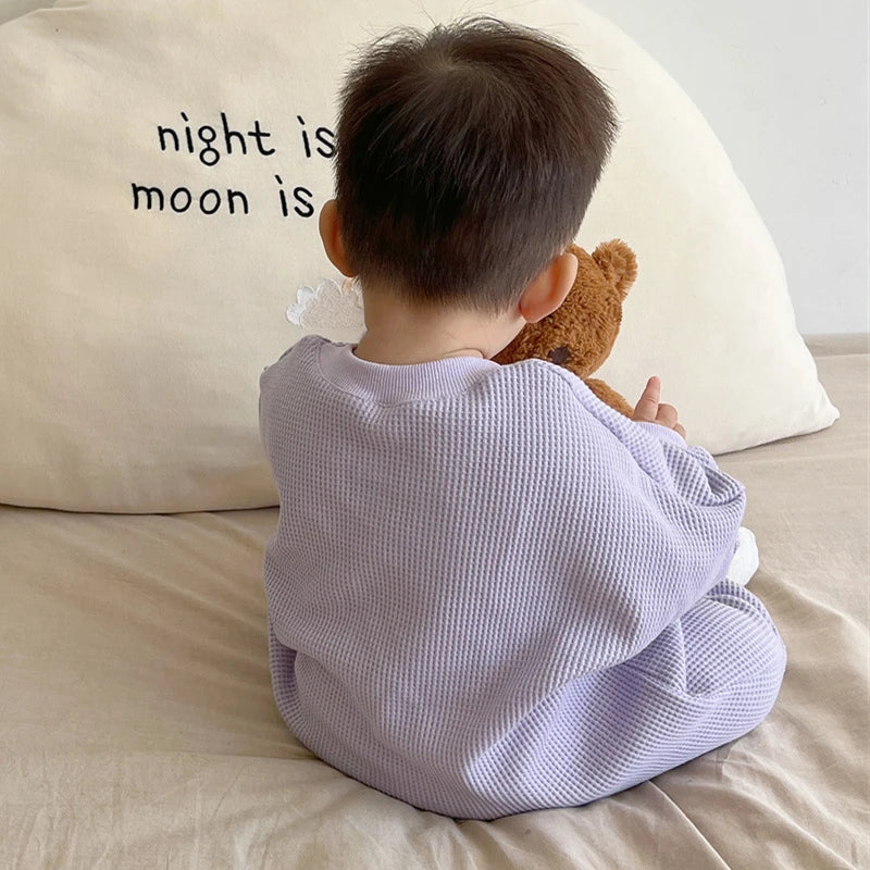 Newborn Baby Boy Waffle Jumpsuit Spring Autumn Girl Solid Bodysuits for Infants Cotton Casual Kids Clothes Boys Costumes.