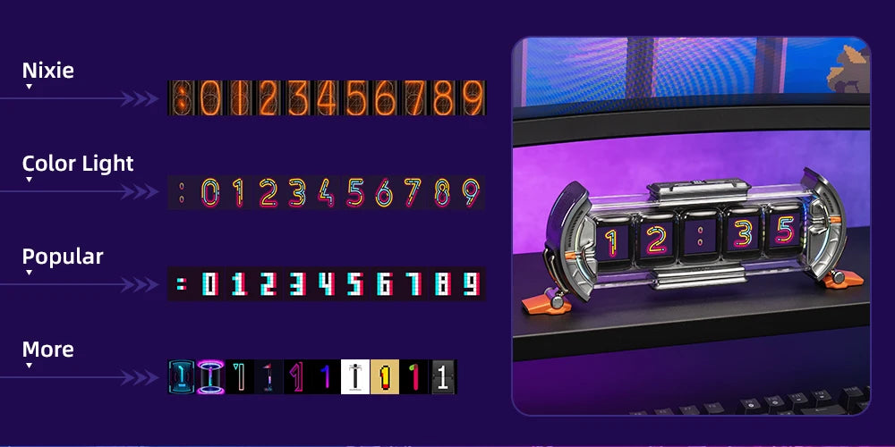 Divoom Times Gate - Cyberpunk Gaming Setup Digital Clock with Smart APP Control, WiFi Connect, RGB LED Display,.