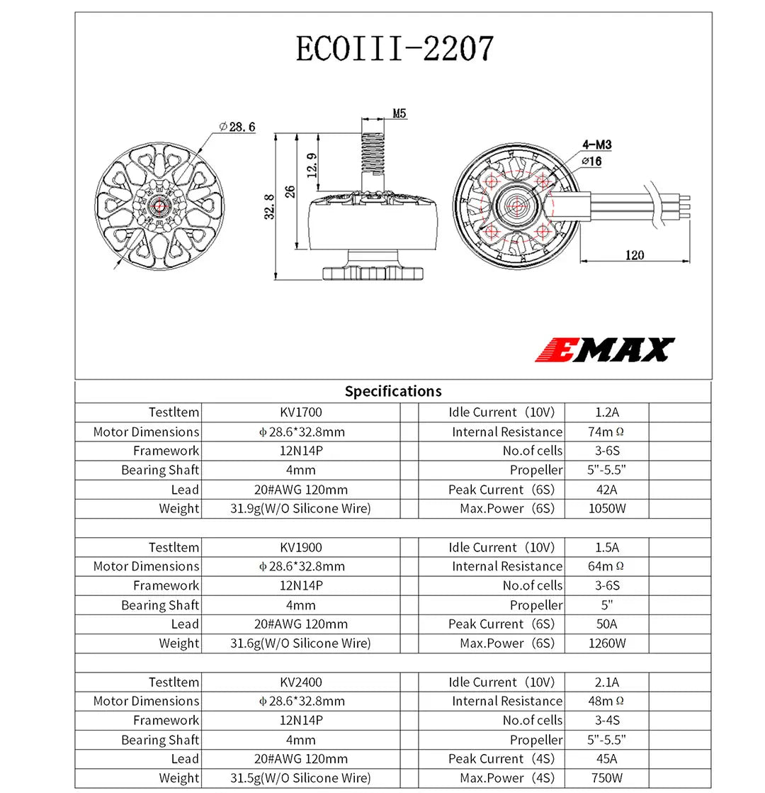 EMAX Official ECOIII Series 4Pcs 2207 3-6S 1700KV 1900KV 2400KV Brushless Motor for RC FPV Racing Drone RC Quadcopter Parts New.