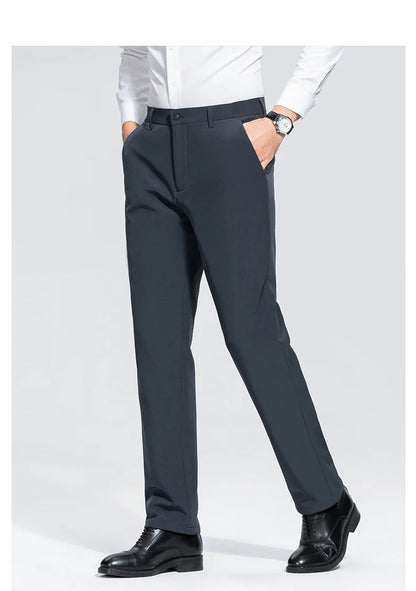 Men's Formal Down Pants 90% White Duck Down Winter Business Trousers Thickened Warm Straight Stretchable Office Pants Man PT-594
