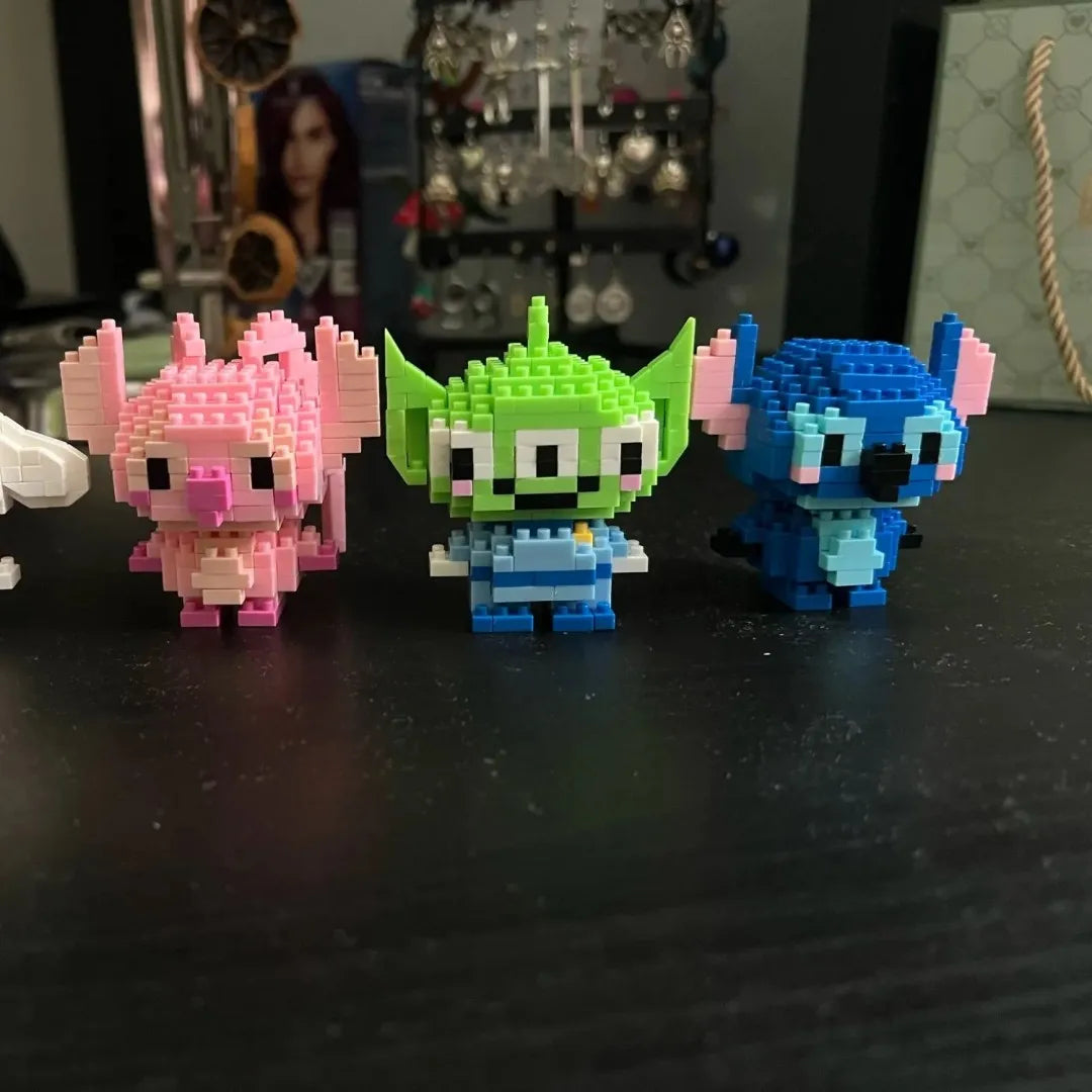 Disney 108 Style Stitch LinaBell Hello Kitty Building Blocks Princess Cartoon Figrues Bricks Children's Assembly Toys Model Gift.