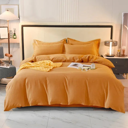 2024 new light luxury solid color thickened cotton abraded four-piece set, pure cotton warm, available in autumn and winter