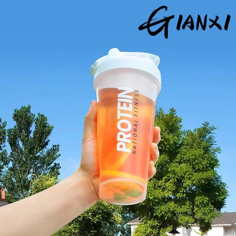 GIANXI Shaker Bottles Gym Sports Protein Powder Mixing Bottle Outdoor Portable Leak Proof Plastic Cup Drinkware.