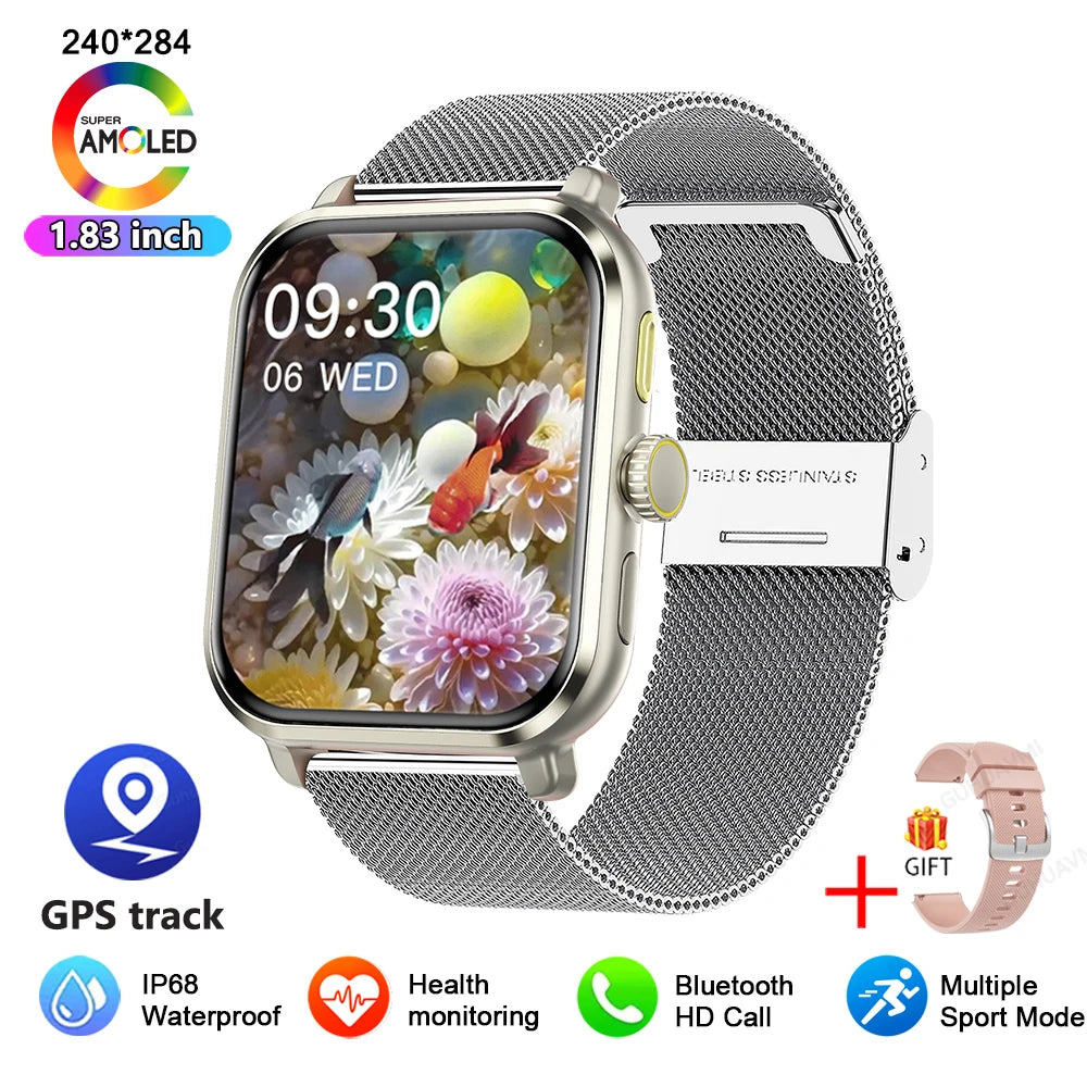 New 1.95" Smart Watch women Voice Call Heart rate Blood Pressure Custom Watches dial GPS Sport trajectory Smartwatch Men Women