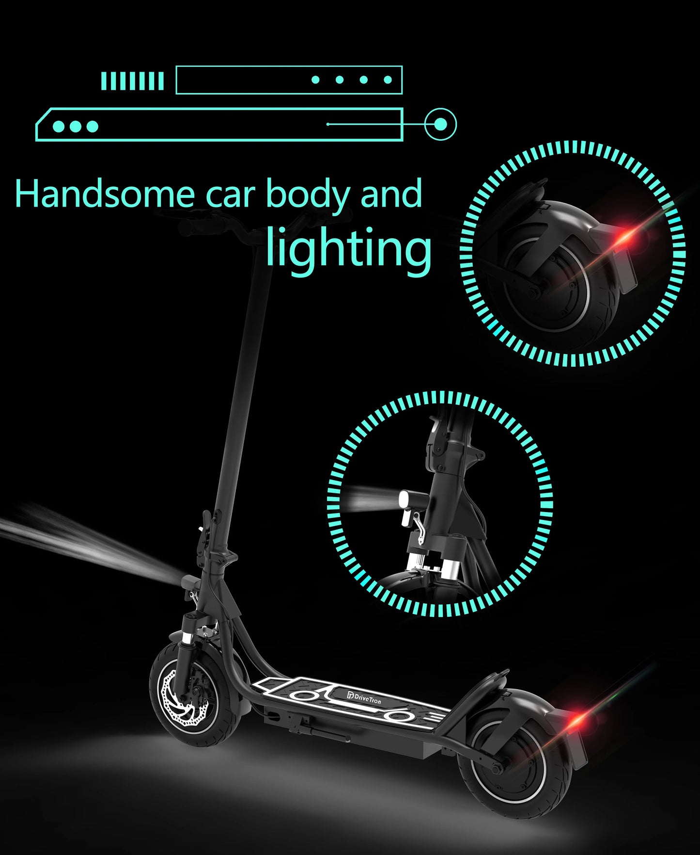 DriveTron DT01 Electric Scooter Adults 36V 13Ah Escooter Long Range 25 Miles Lightweight Kick Scooter.