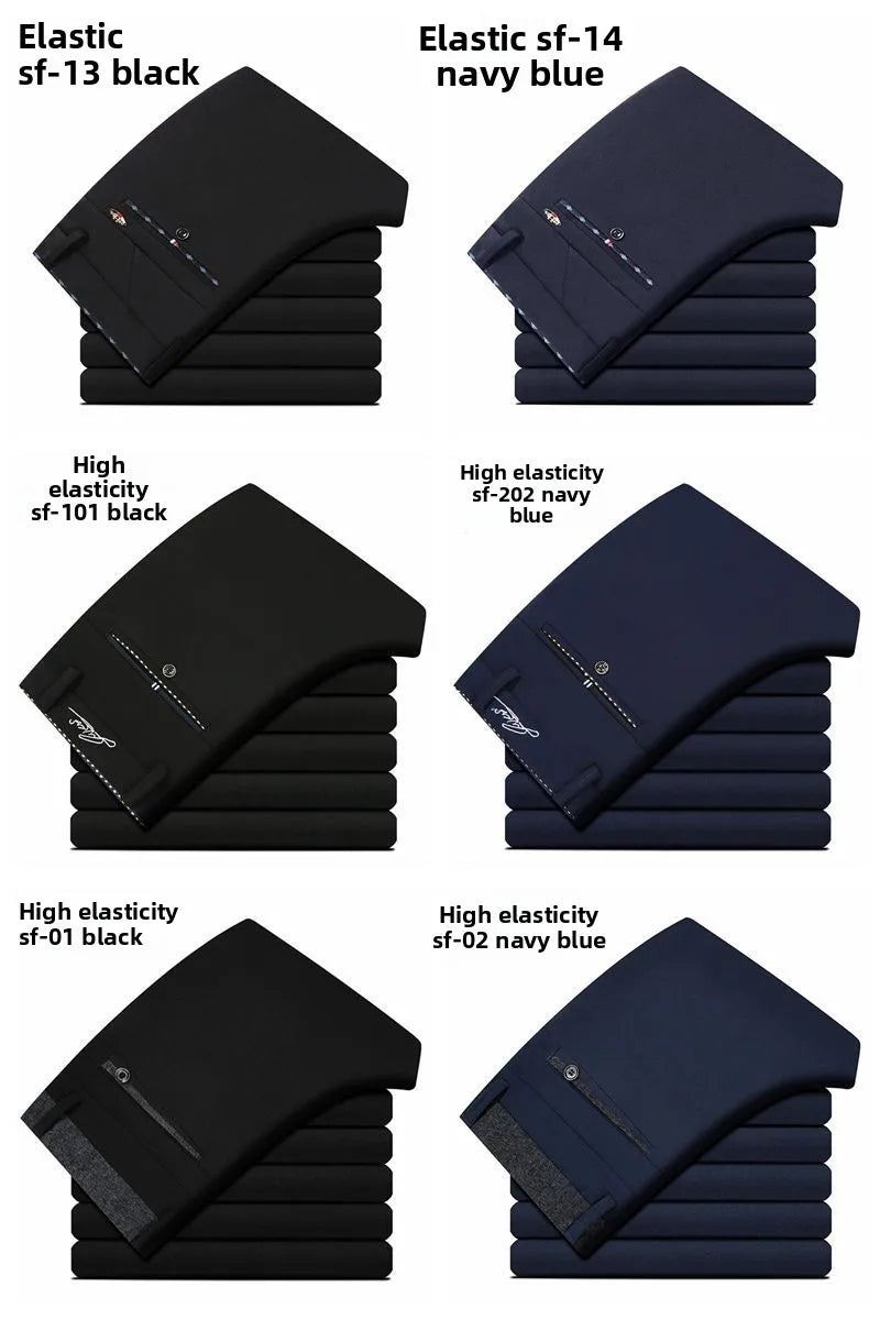 Men's Travel Dress Pants Stretch, No Iron Required Business Trousers, British Classic Slim Fit Lightweight Office Work Pants.