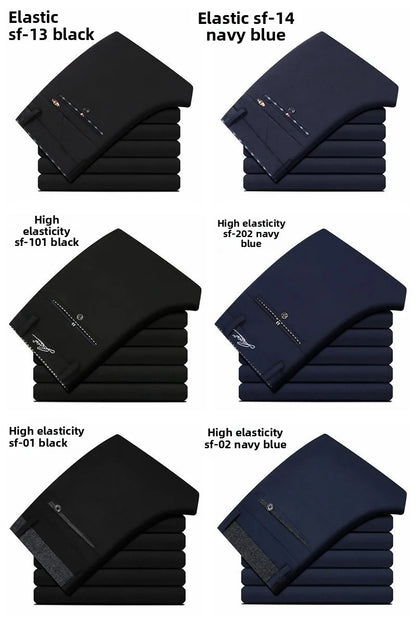 Men's Travel Dress Pants Stretch, No Iron Required Business Trousers, British Classic Slim Fit Lightweight Office Work Pants.