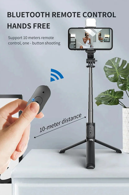 Xiaomi New Selfie Stick 1045mm Wireless Bluetooth Remote Shutter LED Fill Light Extended Stable tripod for Android IOS Cellphone.
