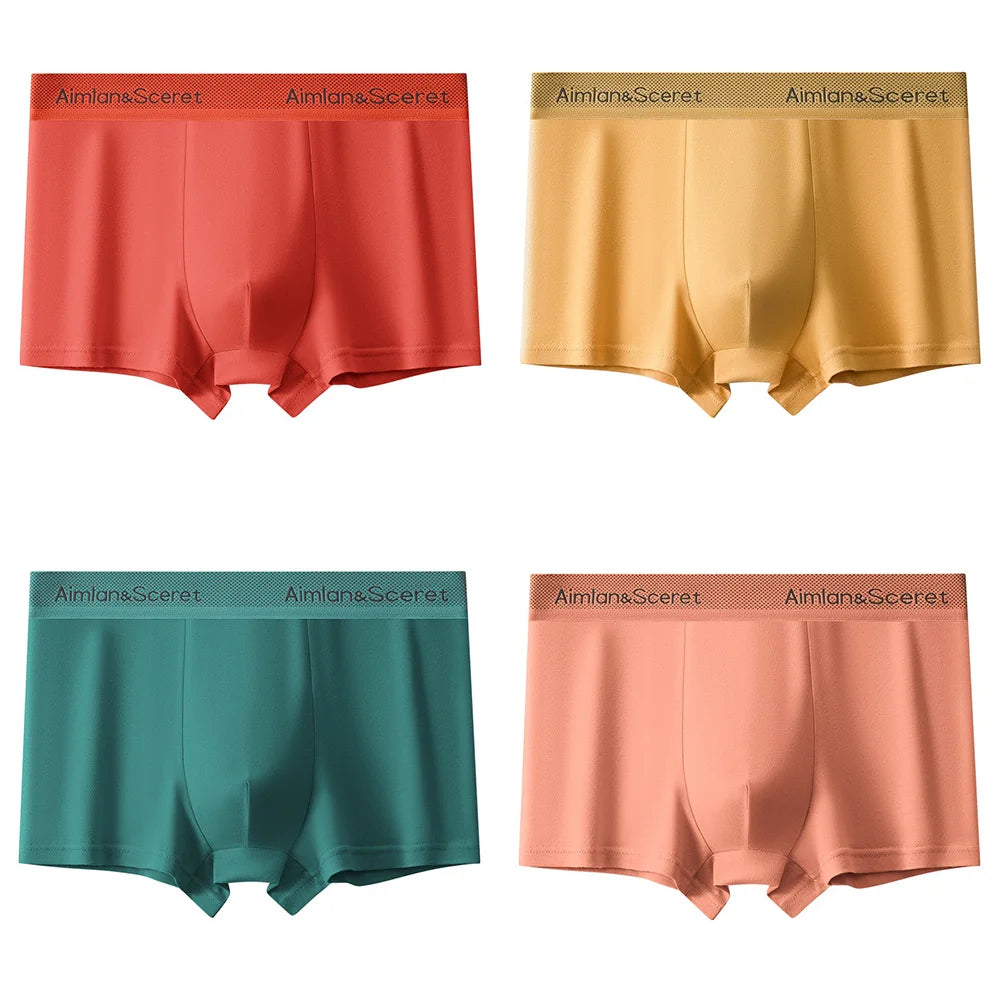 4Pcs Männer Unterwäsche Sportliche Boxer Plus Größe Jugend Boxer Shorts Bequeme Atmungsaktive Flache Hosen männer Quadratische Höschen Slip geschenk