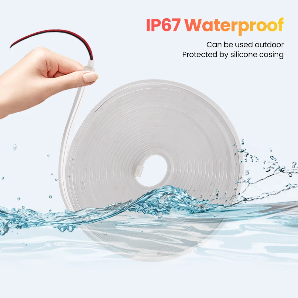 24V IP67 Waterproof Neon Strip SMD2835 1M-20M White/Blue/Pink/Yellow/Green/Orange TV BackLight Home Decor Silicon Tube LED Light.